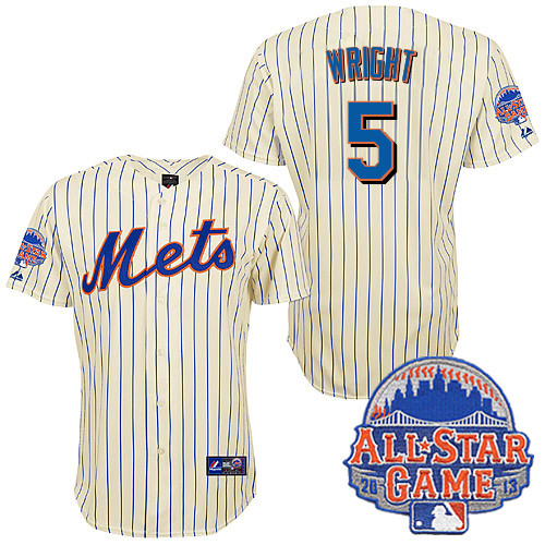 David Wright #5 Youth Baseball Jersey-New York Mets Authentic All Star White MLB Jersey